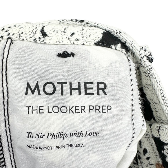 MOTHER The Looker Prep Pants Lace Look Made in USA Black White - Picture 11 of 12